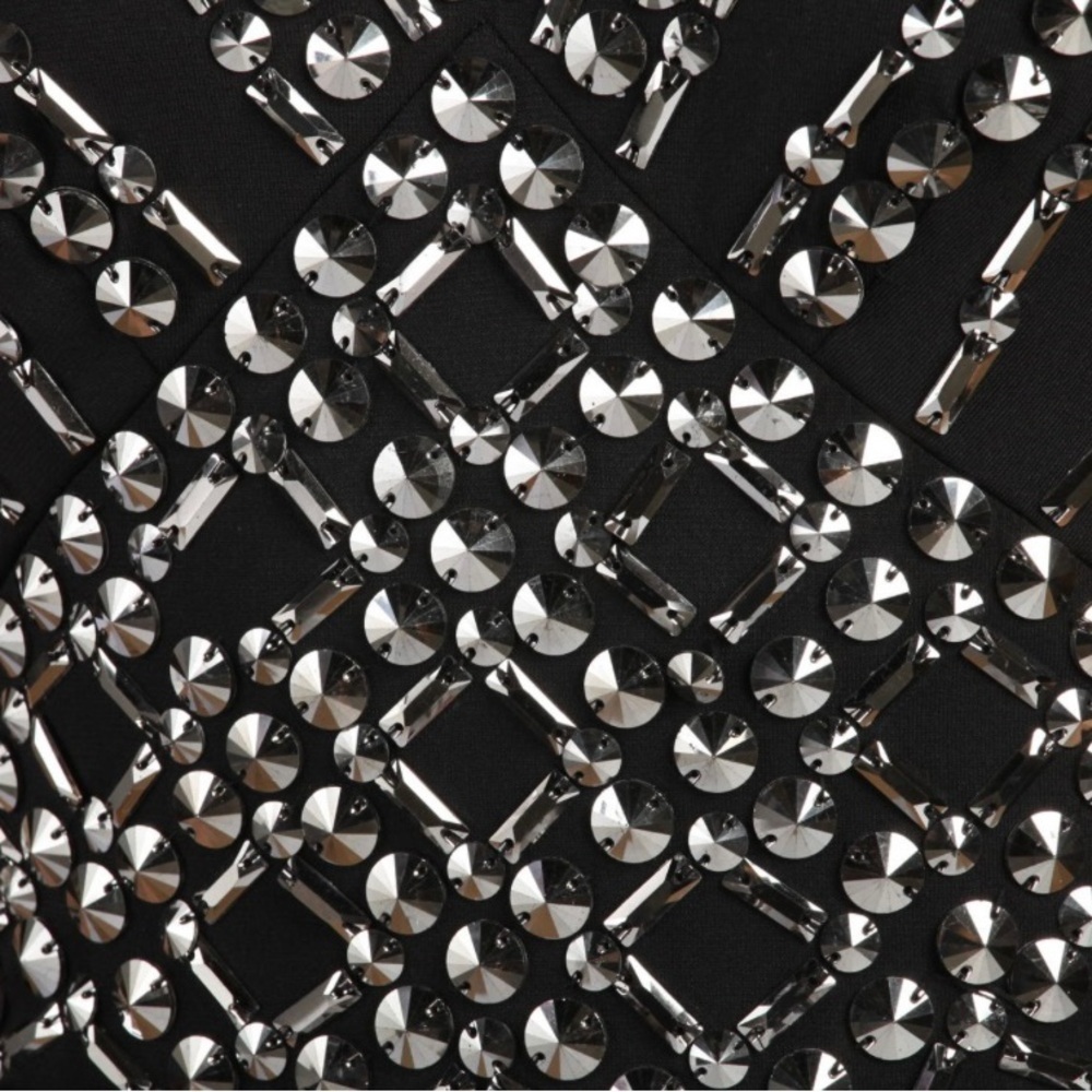 Jolene Party Dress Black Cocktail Night Out Metal Beaded Mini Dress Sz 12 - Picture 6 of 10